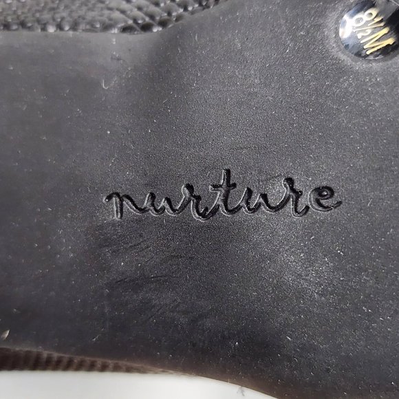 Nuture Boots Womens Size 8.5  Black Leather Suede Sexy Chunky Heel Ankle Booties - Picture 11 of 12